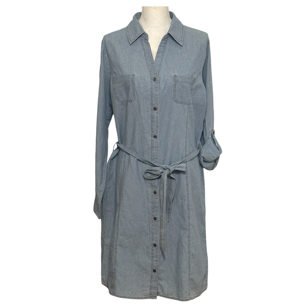 Riders by Lee Denim Light Blue Longsleeve Shirt with Tie Belt Dress